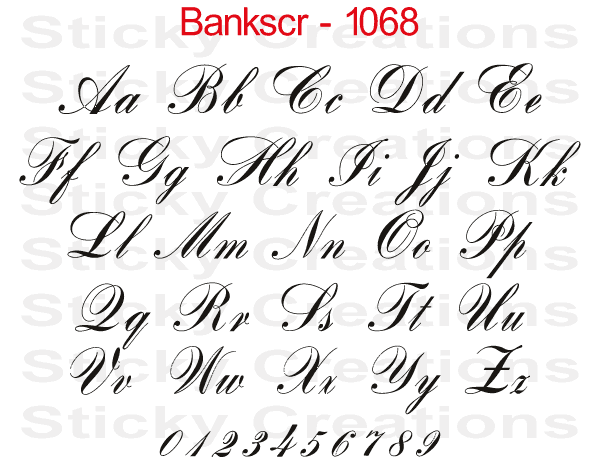 Bank Script Font #1068 - Custom Personalized Your Text Letters Preview