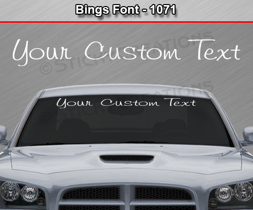 Bings Font #1071 - Custom Personalized Your Text Letters Windshield Window Vinyl Sticker Decal Graphic Banner 36"x4.25"+