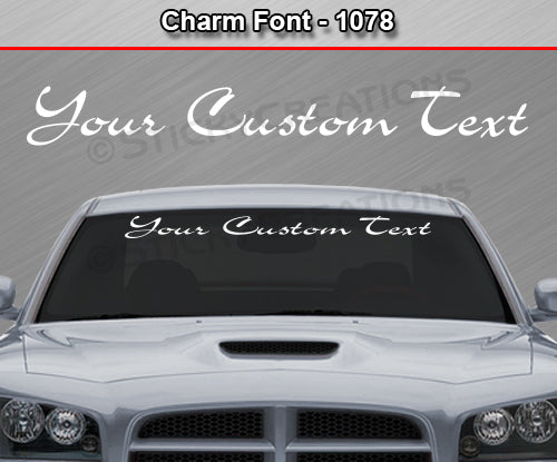 Charm Font #1078 - Custom Personalized Your Text Letters Windshield Window Vinyl Sticker Decal Graphic Banner 36"x4.25"+