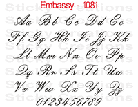Embassy Font #1081 - Custom Personalized Your Text Letters Preview