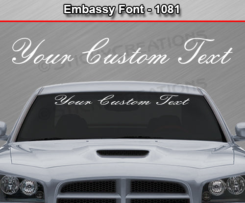 Embassy Font #1081 - Custom Personalized Your Text Letters Windshield Window Vinyl Sticker Decal Graphic Banner 36"x4.25"+