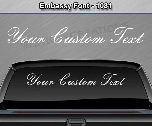 Embassy Font #1081 - Custom Personalized Your Text Letters Windshield Window Vinyl Sticker Decal Graphic Banner 36"x4.25"+