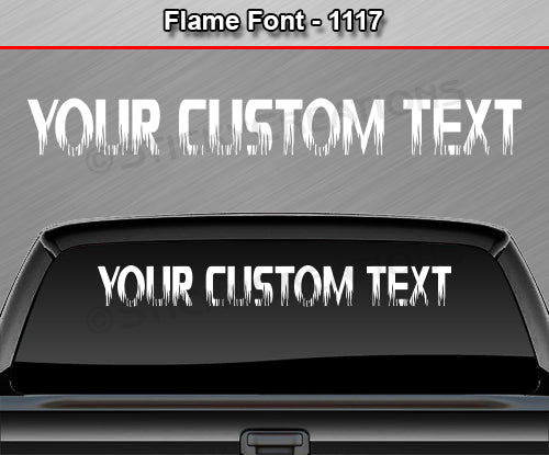Flame Font #1117 - Custom Personalized Your Text Letters Windshield Window Vinyl Sticker Decal Graphic Banner 36"x4.25"+