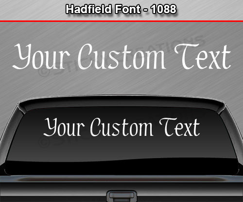 Hadfield Font #1088 - Custom Personalized Your Text Letters Windshield Window Vinyl Sticker Decal Graphic Banner 36"x4.25"+