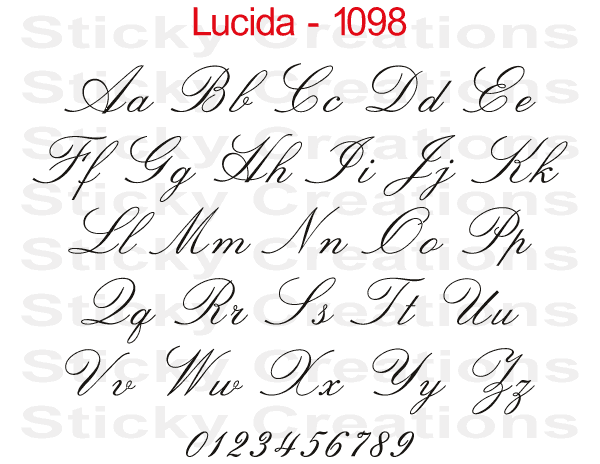 Lucida Font Alphabet Letters 74 pcs 3/4" Black Fused Glass Decals 1231