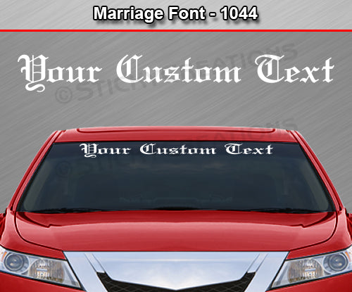 Marriage Font #1044 - Custom Personalized Your Text Letters Windshield Window Vinyl Sticker Decal Graphic Banner 36"x4.25"+