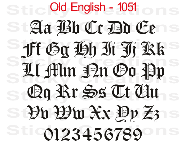 Old English Font #1051 - Custom Personalized Your Text Letters Preview