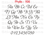 Phyllis Font #1106 - Custom Personalized Your Text Letters Preview