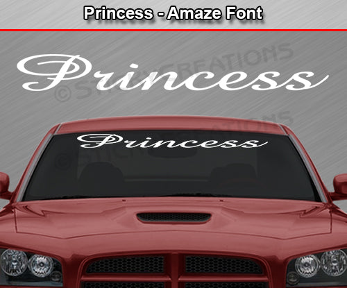 Princess - Amaze Font - Windshield Window Vinyl Sticker Decal Graphic Banner Text Letters 36"x4.25"+