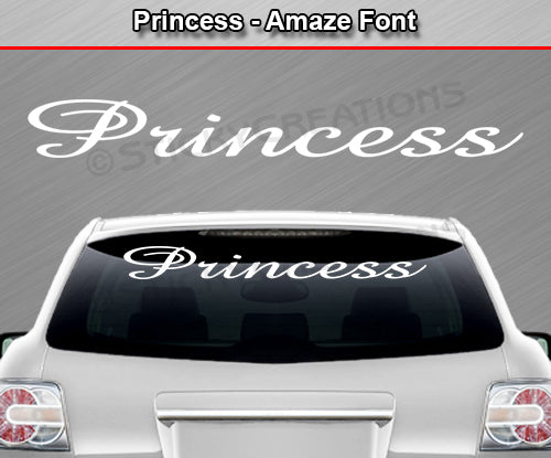 Princess - Amaze Font - Windshield Window Vinyl Sticker Decal Graphic Banner Text Letters 36"x4.25"+
