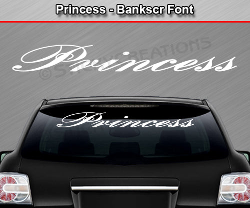 Princess - Bankscr Font - Windshield Window Vinyl Sticker Decal Graphic Banner Text Letters 36"x4.25"+