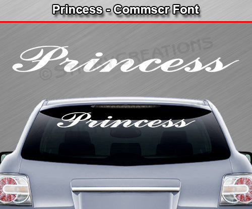 Princess - Commscr Font - Windshield Window Vinyl Sticker Decal Graphic Banner Text Letters 36"x4.25"+