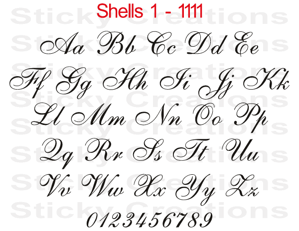 Shells 1 Script Font #1111 - Custom Personalized Your Text Letters Preview