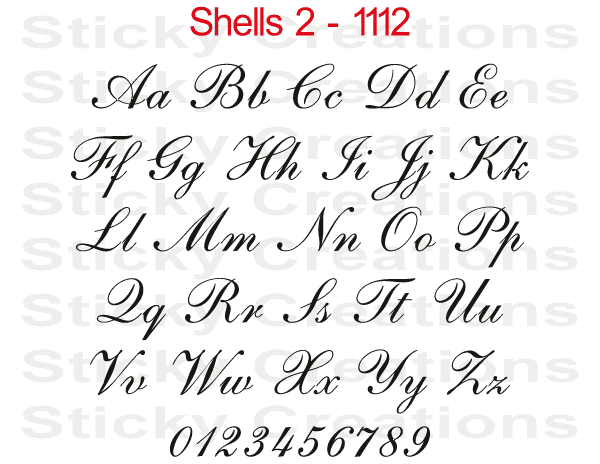 Shells 2 Script Font Custom Text Letters Vinyl Sticker Decal